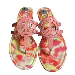 Circus by Sam Edelman women’s sandals with peace sign straps & tie dye Sz 7